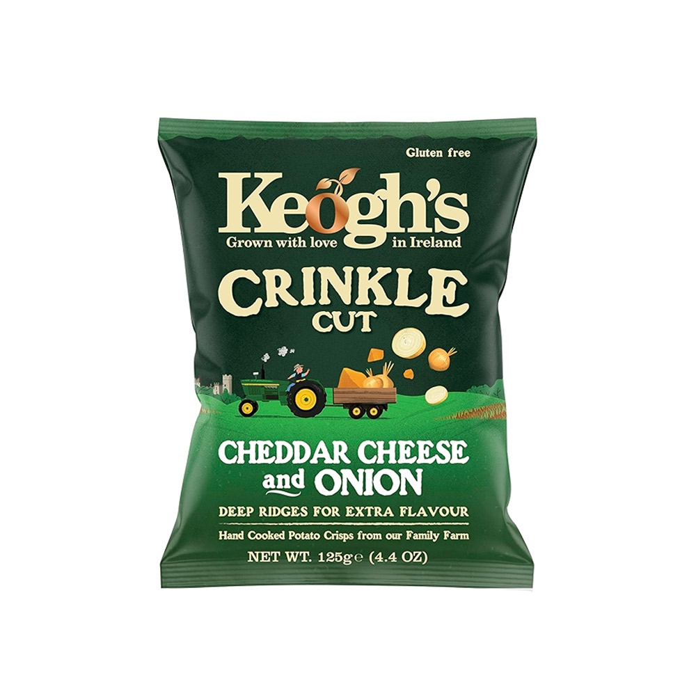 KEOGHS-CHEDDAR-CHEESE-ONION-125G KEOGH'S CHIPS CHEDDAR CHEESE & ONION 125g